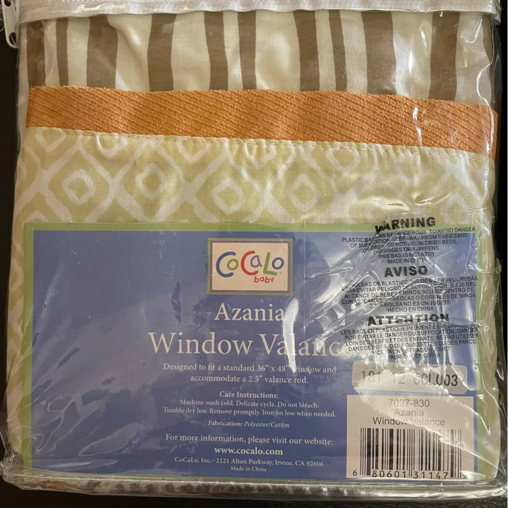 COCALO BABY NWT Lot of 2 Azania Animal Print Window Valance baby bedroom green